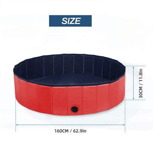 160 x 30 cm Portable Dog Kiddie Swimming Pool , PVC Foldable Non-Slip Bathtub for Small to Large Dogs Pets (Red) - Toytexx 160 x 30 cm Portable Dog Kiddie Swimming Pool , PVC Foldable Non-Slip Bathtub for Small to Large Dogs Pets (Red) - Toytexx